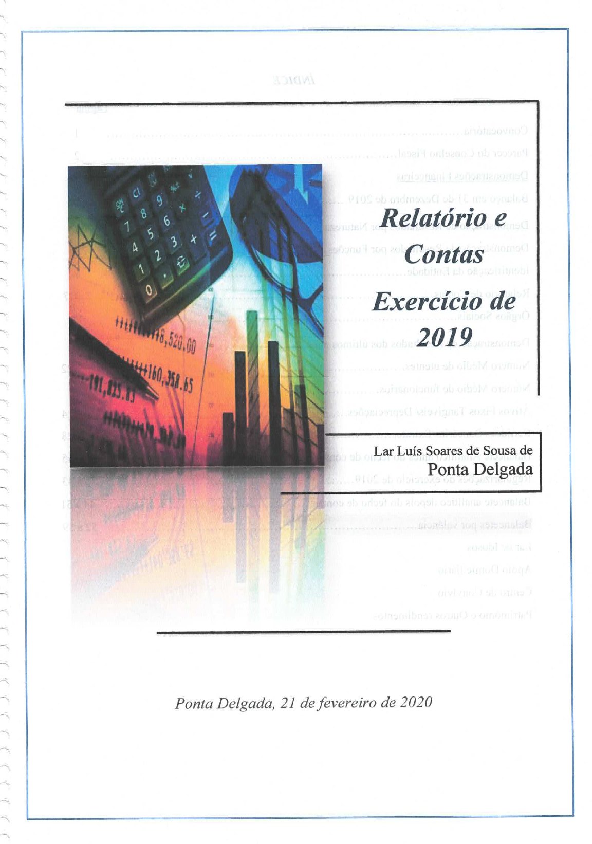 Capa do Relatório de contas 2019
